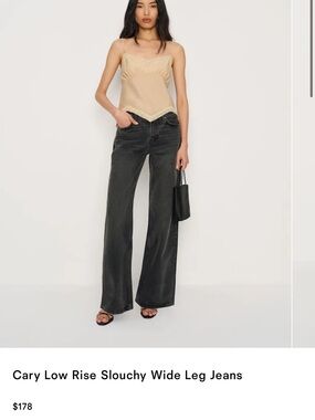 Reformation Cary Low Rise Slouchy Wide Leg Jeans - Black, 28